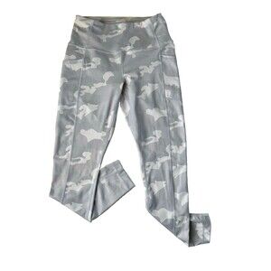 Yogalicious Lux Camo Gray Leggings Side Pocket Size Small